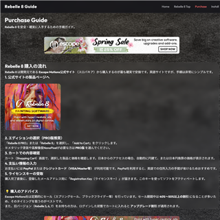 Rebelle 8�b�w���菇�ƌ����T�C�g�ł̔������K�C�h