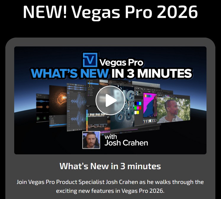 VEGAS Pro 2026 の新機能紹介動画